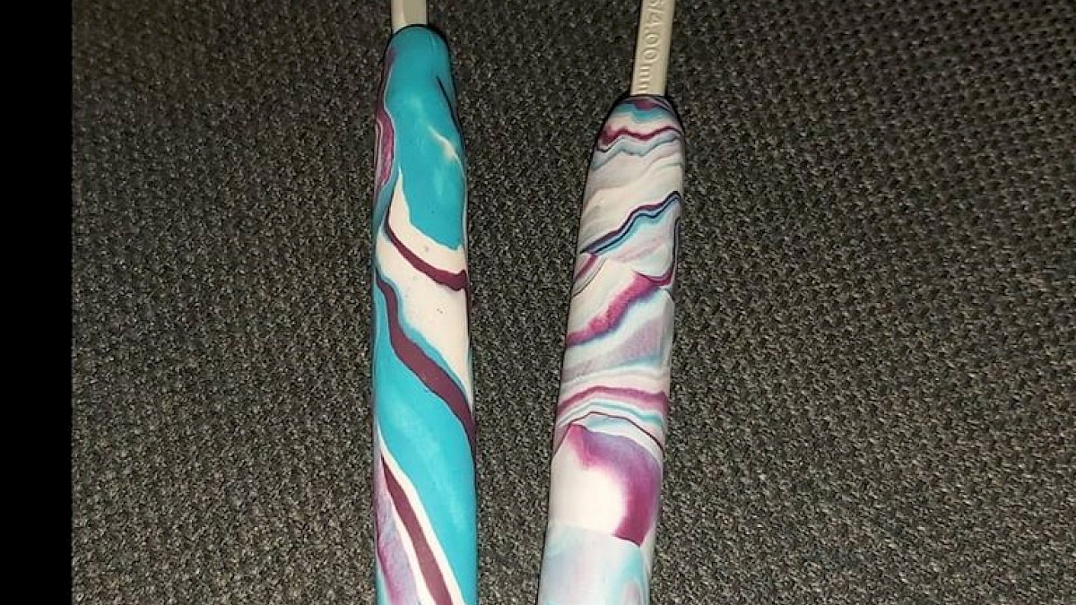 Clay - These are Crochet hooks with Clay handles, using oven drying clay.